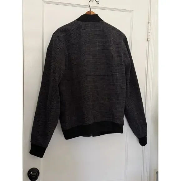 APC Louis W Men's Bomber Jacket Grey Houndstooth Japan Sz XS Small Oversized - Picture 3 of 7